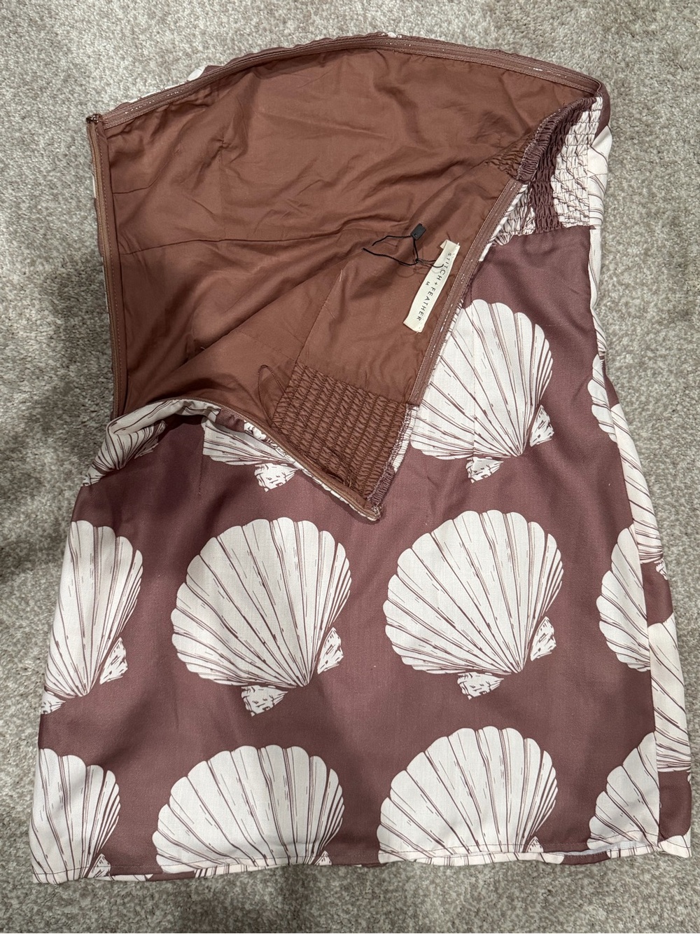 Strapless Shell-Print Mini Dress in Dusty Rose - Picture 4 of 6